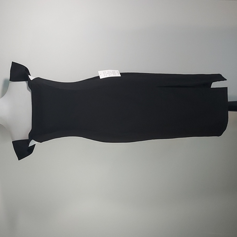 Jay Godfrey Marois Black Cocktail Holiday Cap Sleeve Sheath Midi Dress Size 8